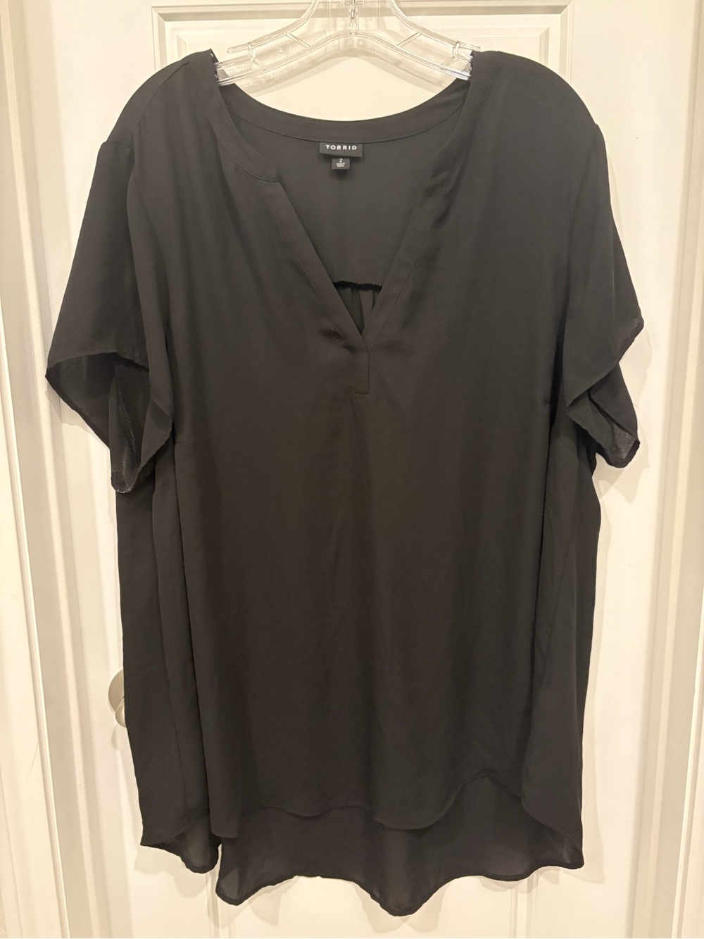 torrid Black V-Slit Short Sleeve Tunic